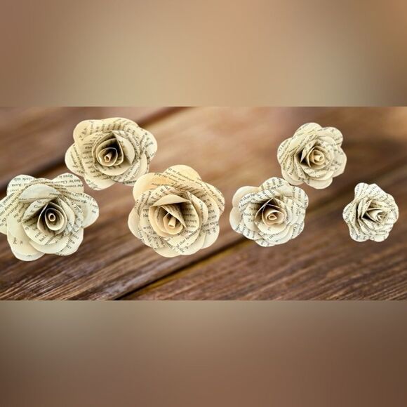 Handmade Paper Flowers Decorative Set of 6. Various Sizes. - Picture 2 of 4